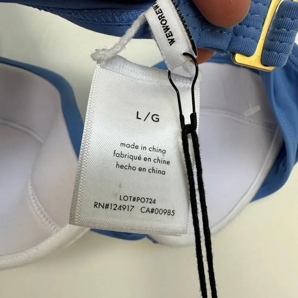WeWoreWhat Claudia Bikini Top Blue Size L NWT Underwire